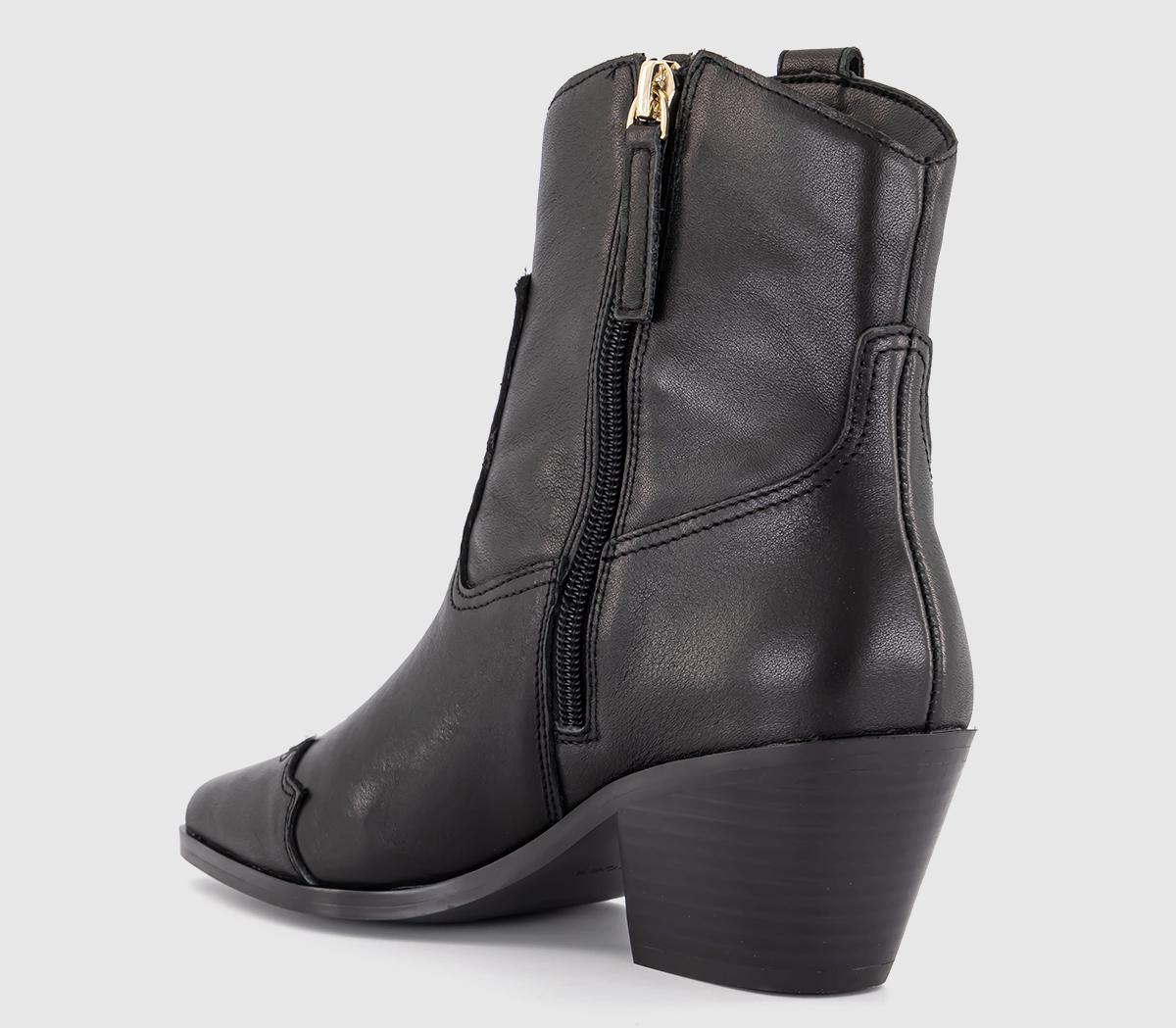 OFFICEAtmosphere Western Ankle Boots OFFICEAtmosphere Western Ankle BootsBlack Leather