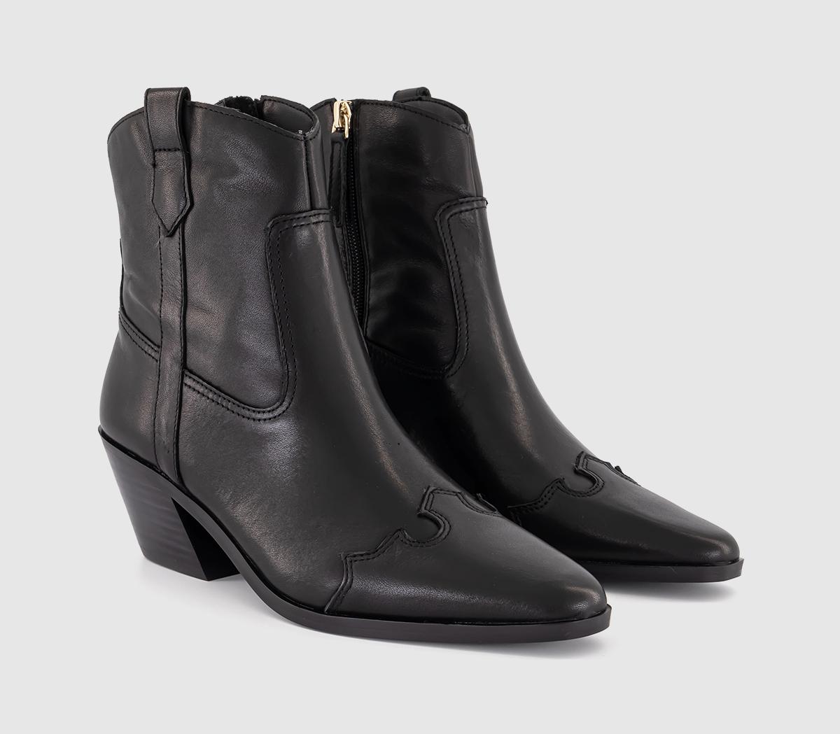 OFFICEAtmosphere Western Ankle Boots OFFICEAtmosphere Western Ankle BootsBlack Leather