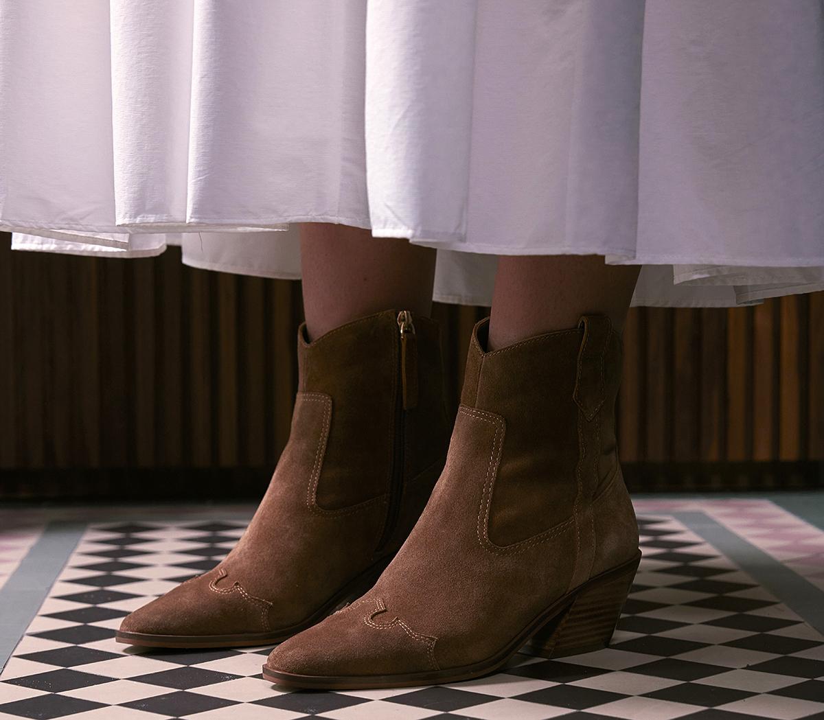 OFFICEAtmosphere Western Ankle BootsTan Suede