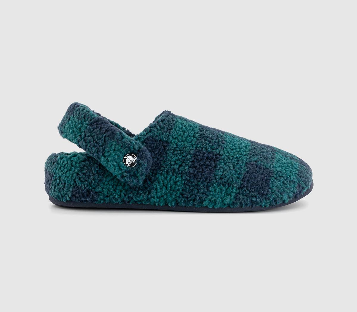 Crocs Classic Cozzzy Slippers Hosta Navy Check - Men's Casual Shoes