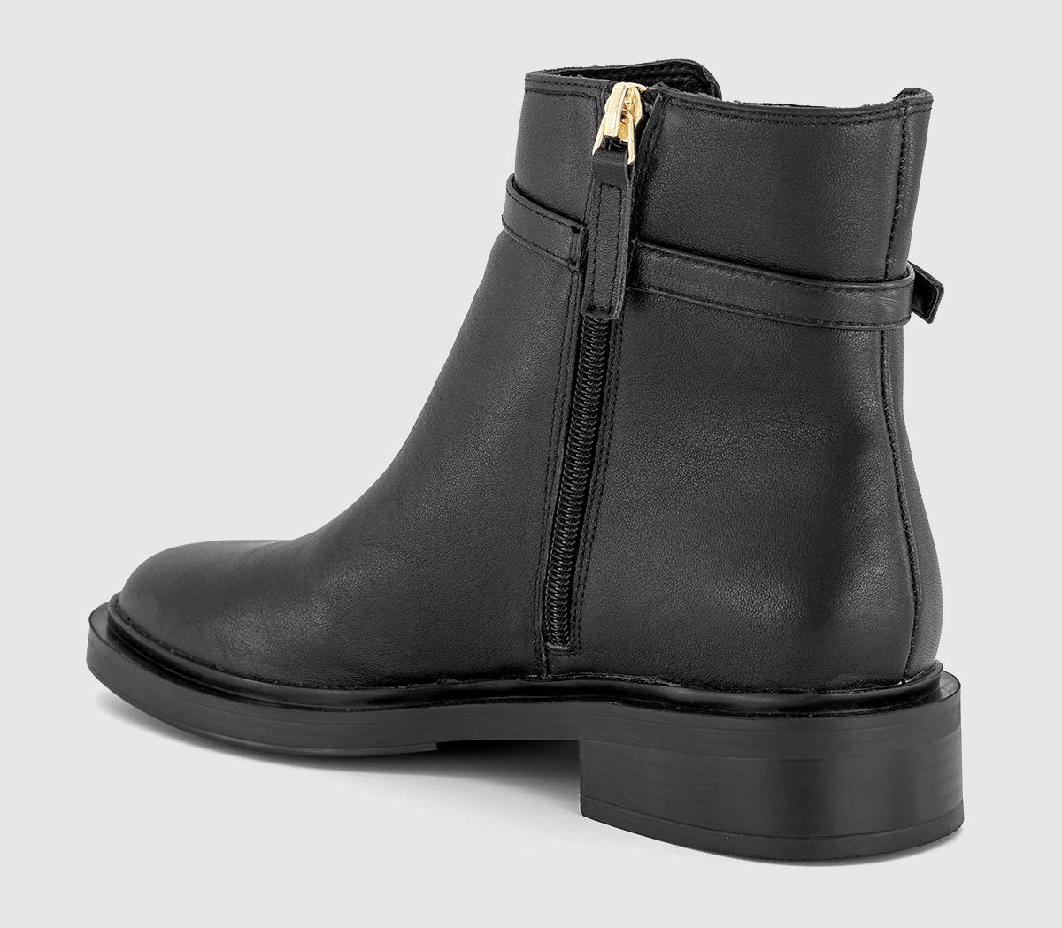 OFFICEAllie Buckle Strap Ankle Chelsea Boots OFFICEAllie Buckle Strap Ankle Chelsea BootsBlack Leather