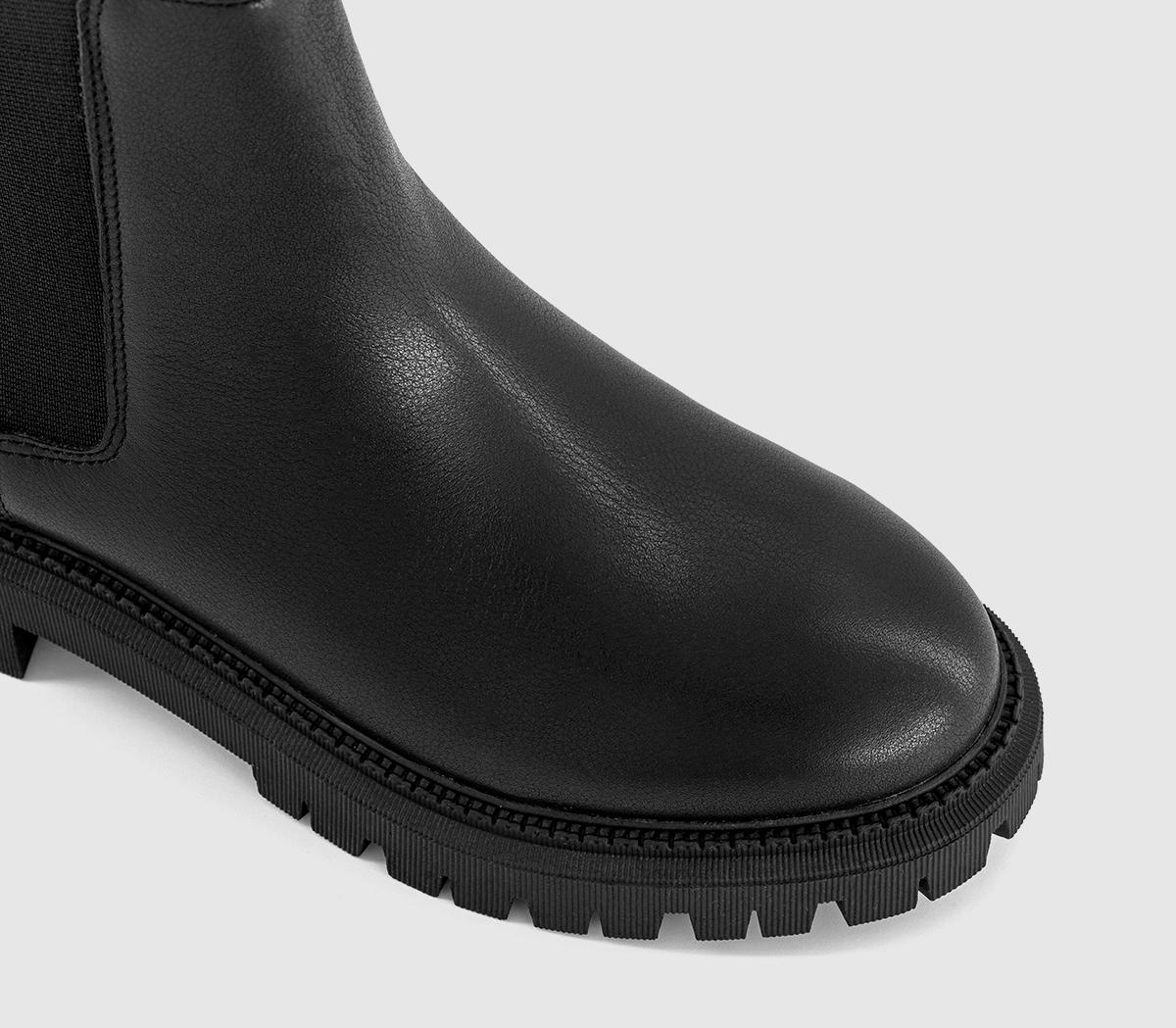OFFICEAggie Cleat Sole Chunky Chelsea Boots OFFICEAggie Cleat Sole Chunky Chelsea BootsBlack Leather