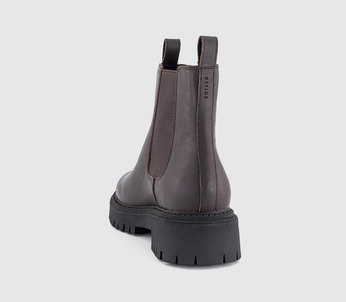 OFFICEAggie Cleat Sole Chunky Chelsea Boots OFFICEAggie Cleat Sole Chunky Chelsea BootsBrown Leather