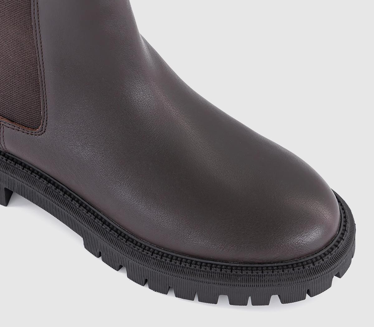 OFFICEAggie Cleat Sole Chunky Chelsea Boots OFFICEAggie Cleat Sole Chunky Chelsea BootsBrown Leather