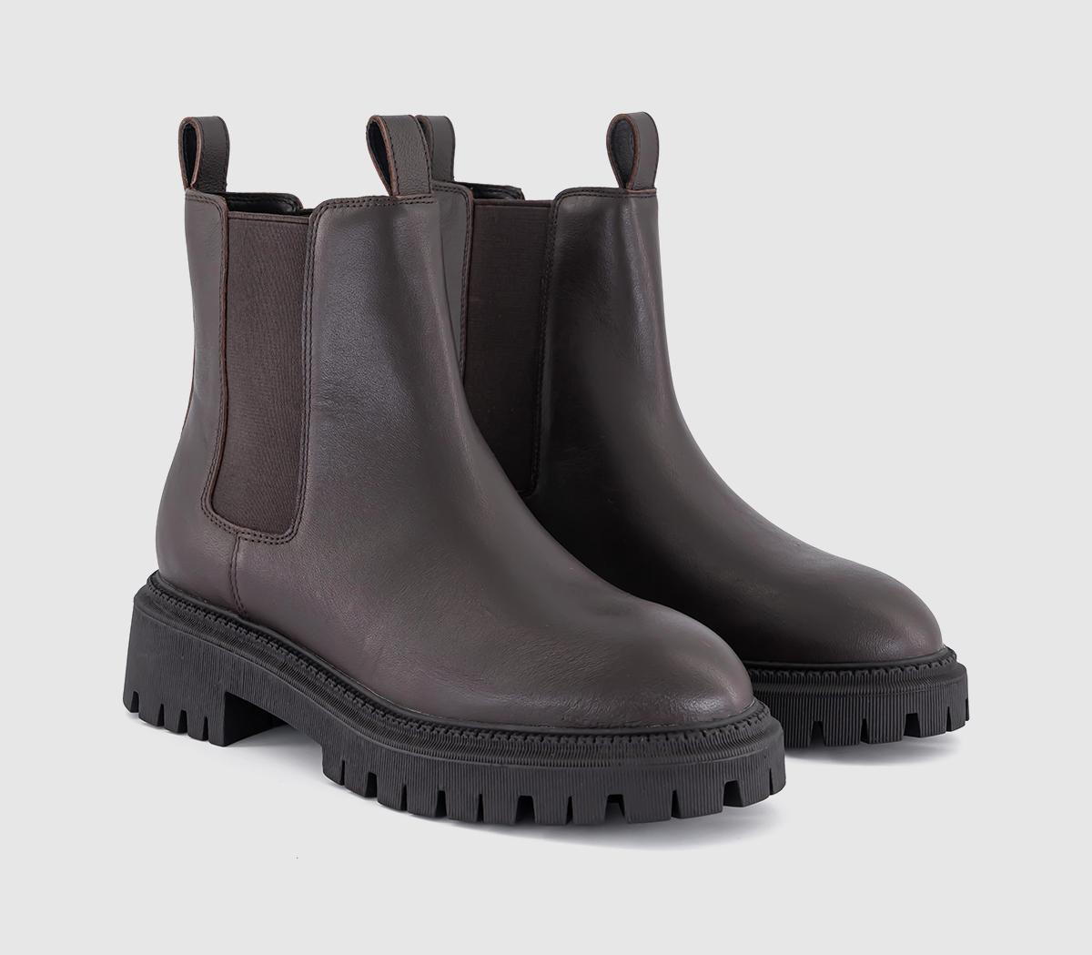 OFFICEAggie Cleat Sole Chunky Chelsea Boots OFFICEAggie Cleat Sole Chunky Chelsea BootsBrown Leather
