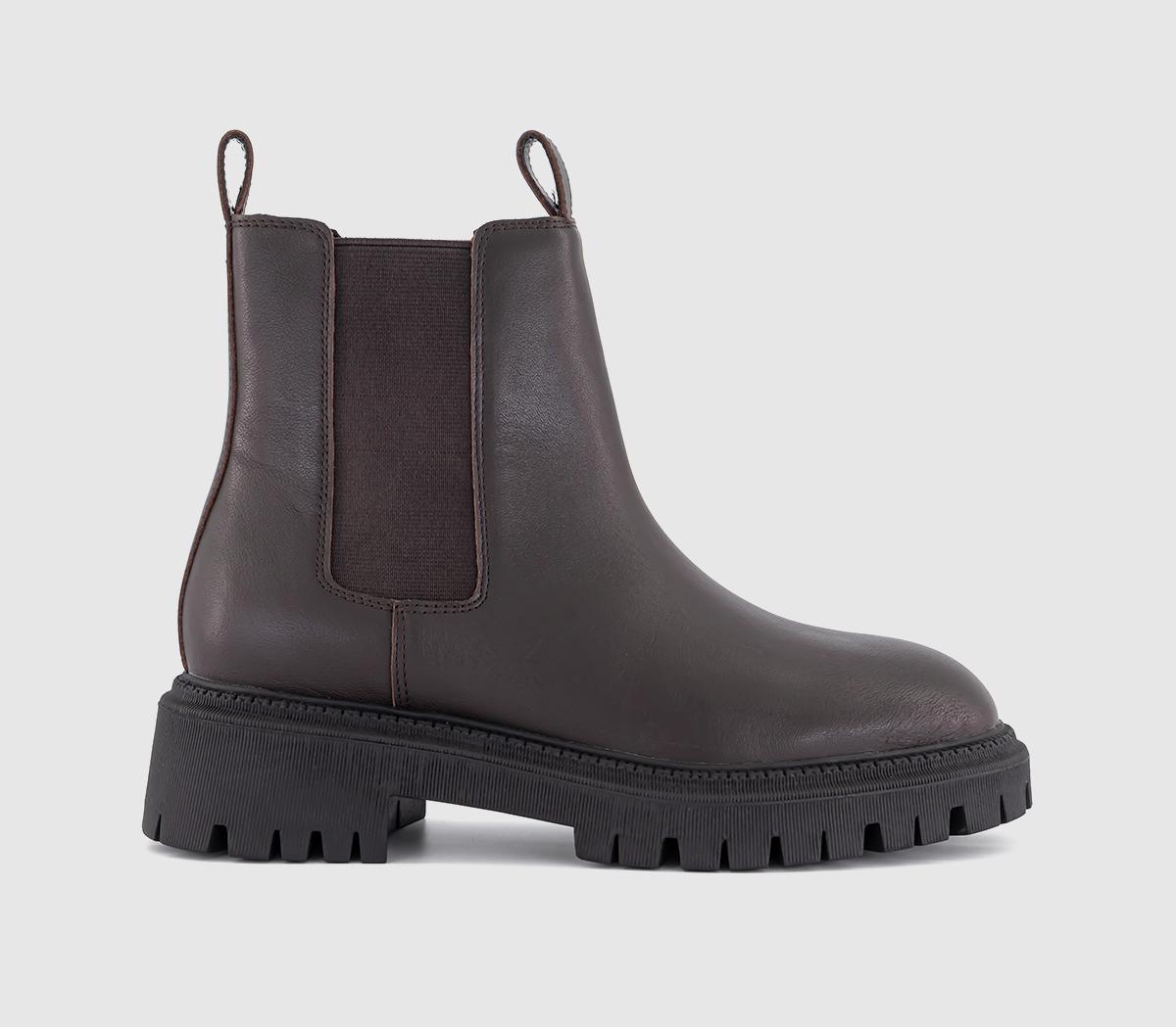 OFFICEAggie Cleat Sole Chunky Chelsea Boots OFFICEAggie Cleat Sole Chunky Chelsea BootsBrown Leather