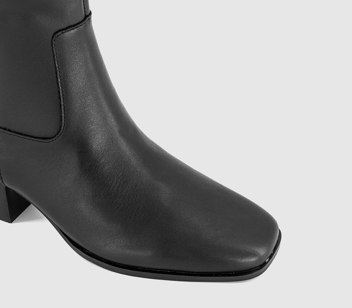 OFFICEKarter Western Heel Knee High Boots OFFICEKarter Western Heel Knee High BootsBlack Leather