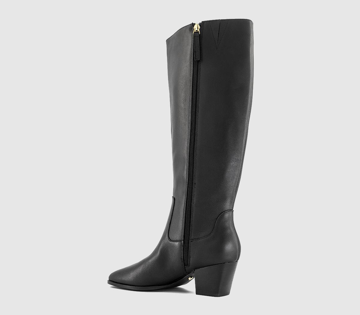 OFFICEKarter Western Heel Knee High Boots OFFICEKarter Western Heel Knee High BootsBlack Leather
