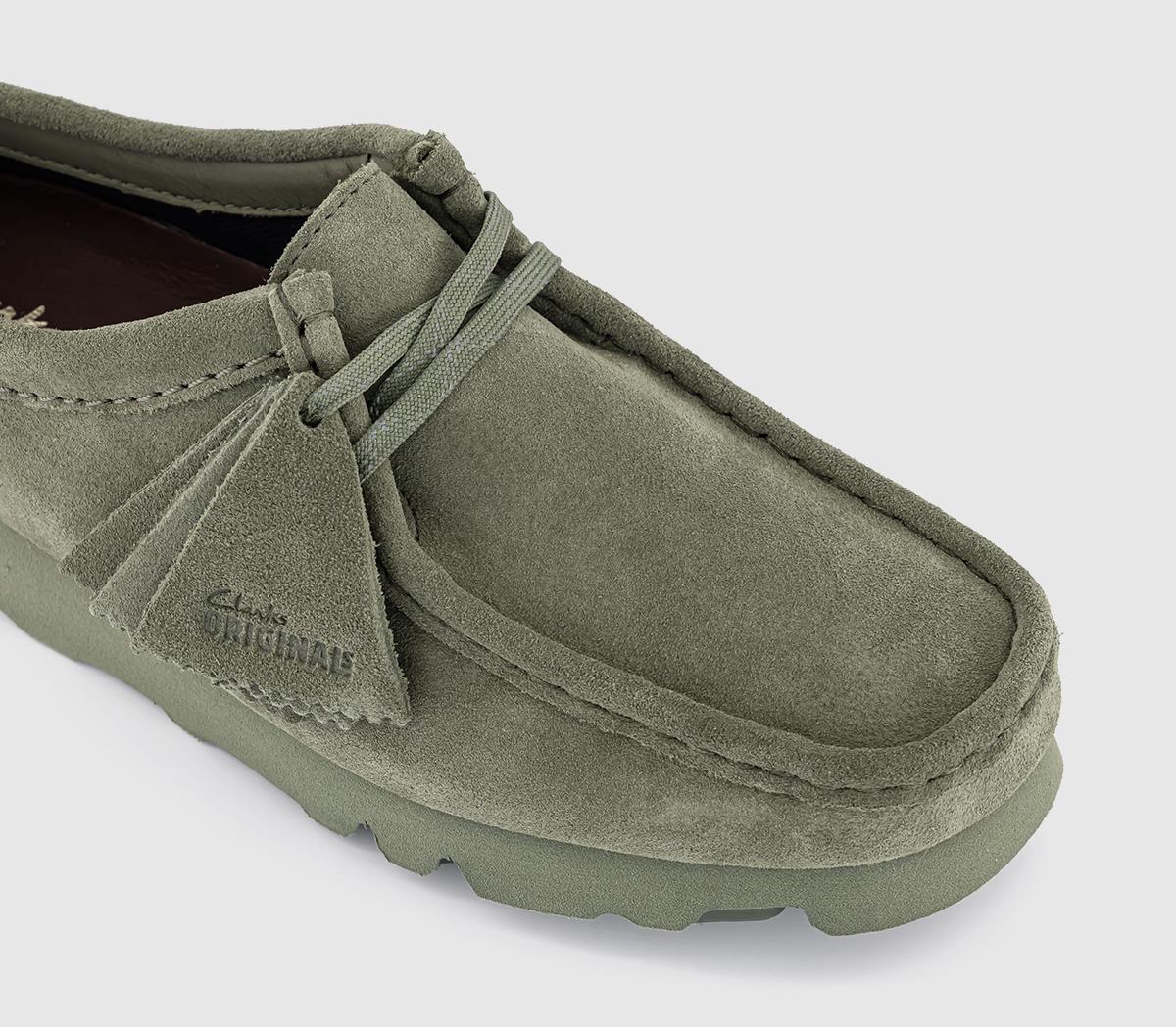 Clarks OriginalsWallabee GTX Shoes Clarks OriginalsWallabee GTX ShoesKhaki Green Suede