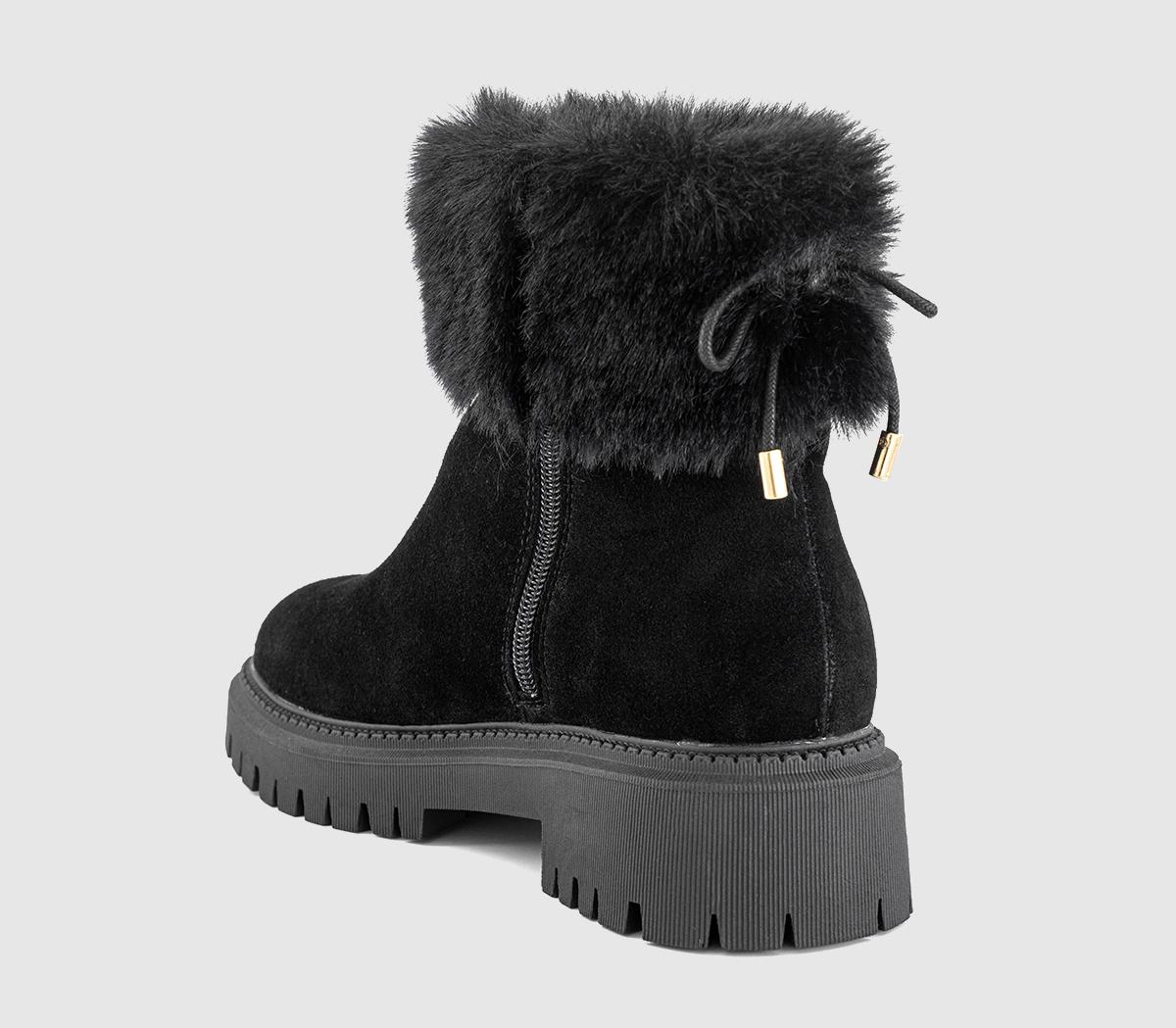 OFFICEApres Fur Cuff Ankle Boots OFFICEApres Fur Cuff Ankle BootsBlack