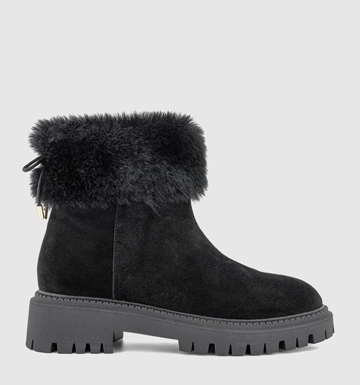 OFFICE Apres Fur Cuff Ankle Boots Black