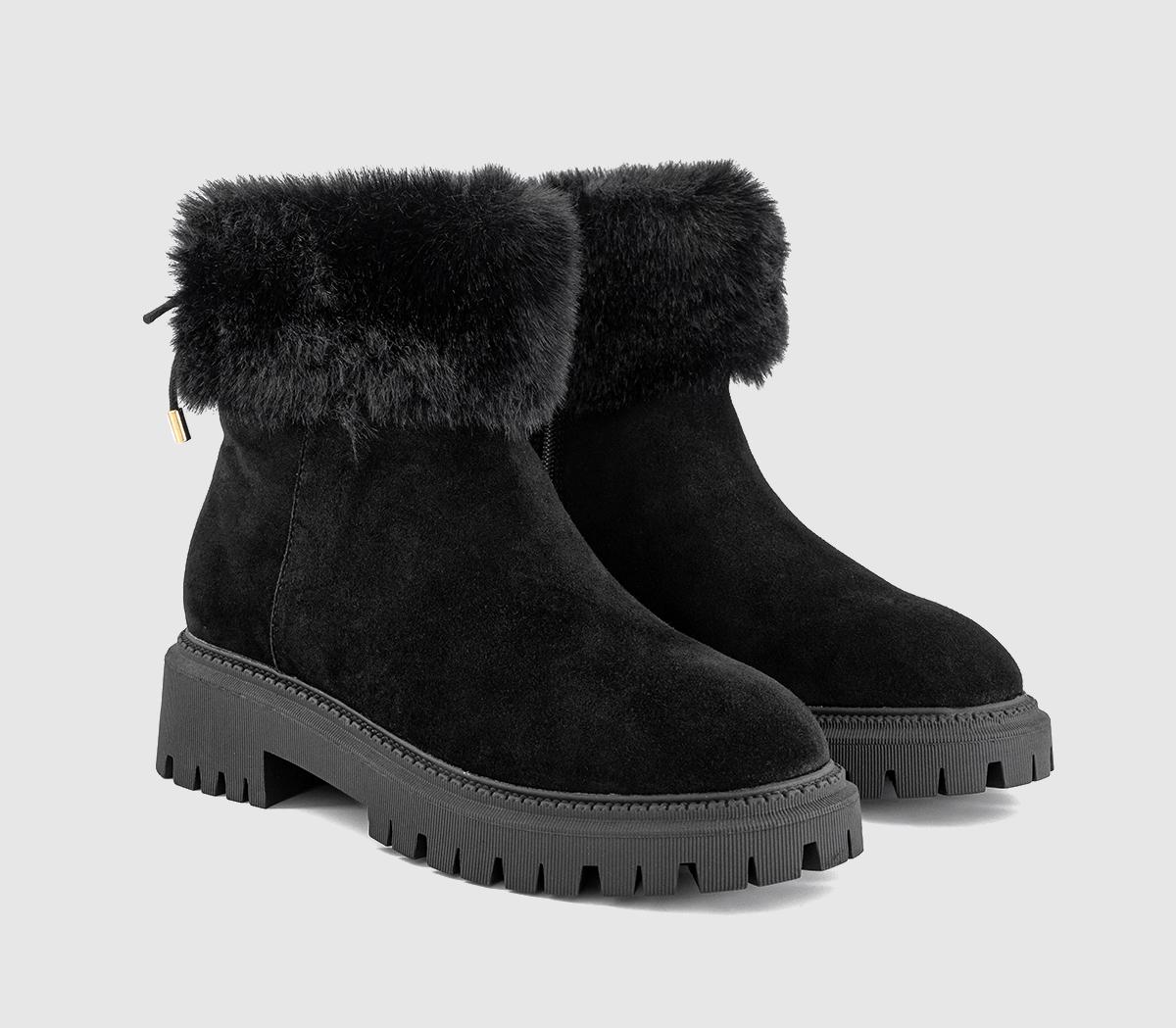 OFFICEApres Fur Cuff Ankle Boots OFFICEApres Fur Cuff Ankle BootsBlack