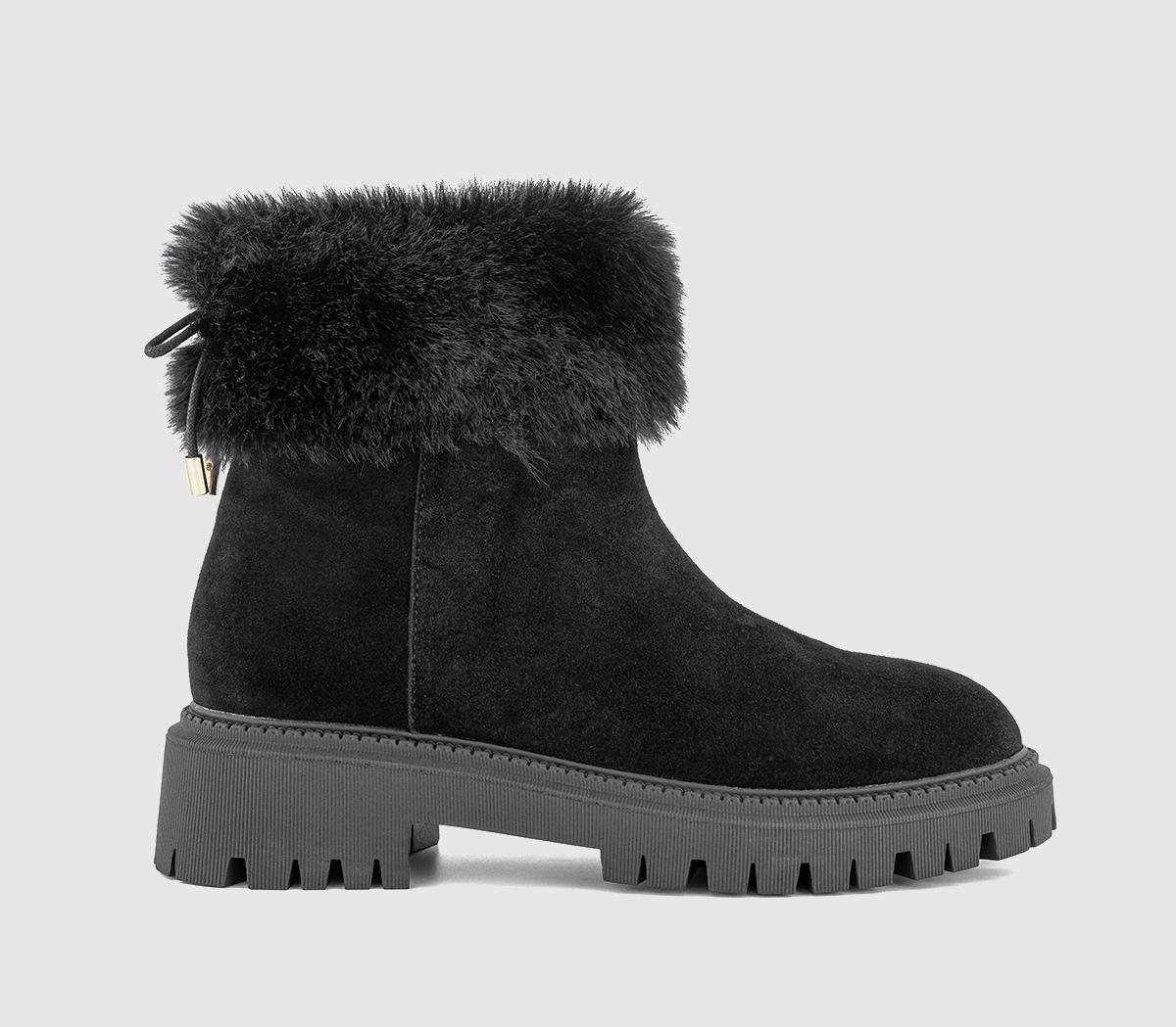 OFFICEApres Fur Cuff Ankle Boots OFFICEApres Fur Cuff Ankle BootsBlack