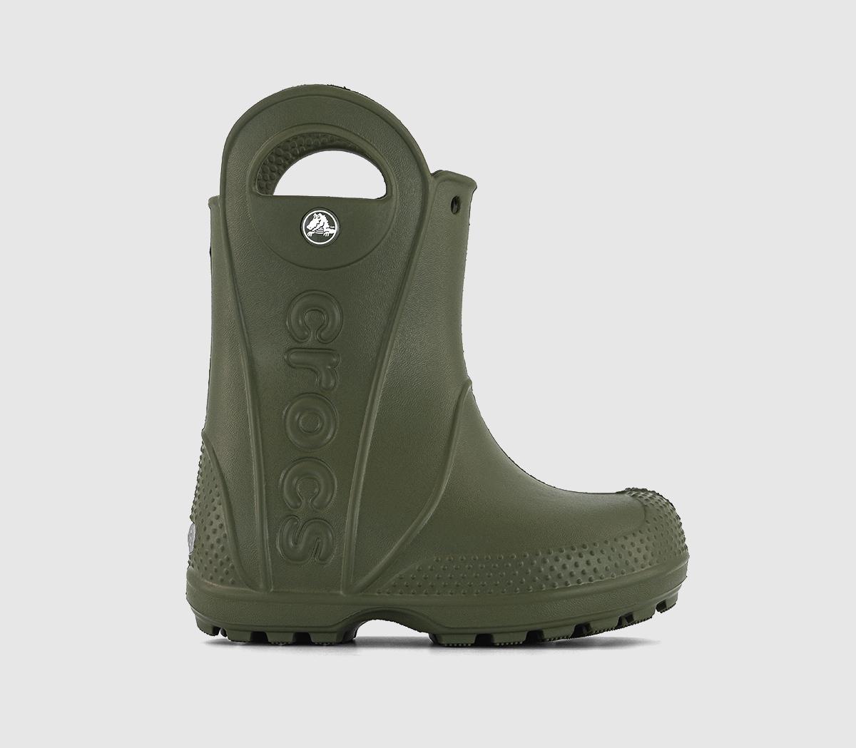 Crocs Handle It Rain Boot Toddler Army  Green in Kids  Size 7, Office Shoes