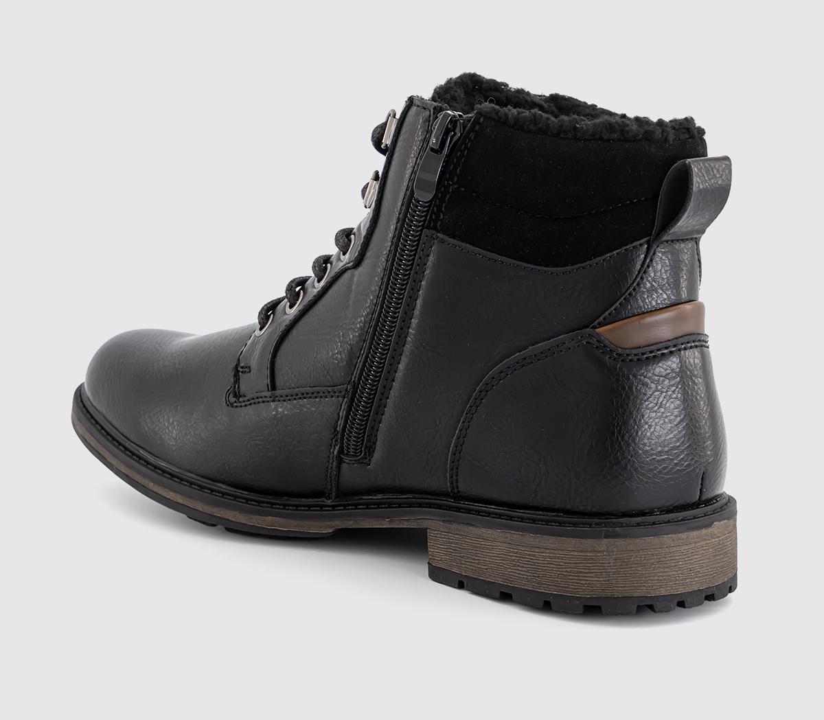OFFICEBoundary Borg Lined Double Collar Boots OFFICEBoundary Borg Lined Double Collar BootsBlack