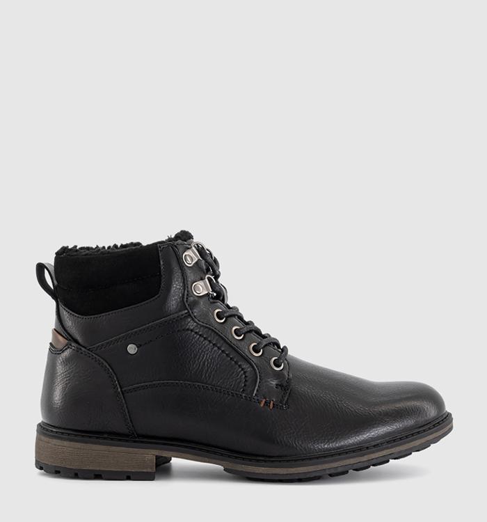 OFFICE Boundary Borg Lined Double Collar Boots Black