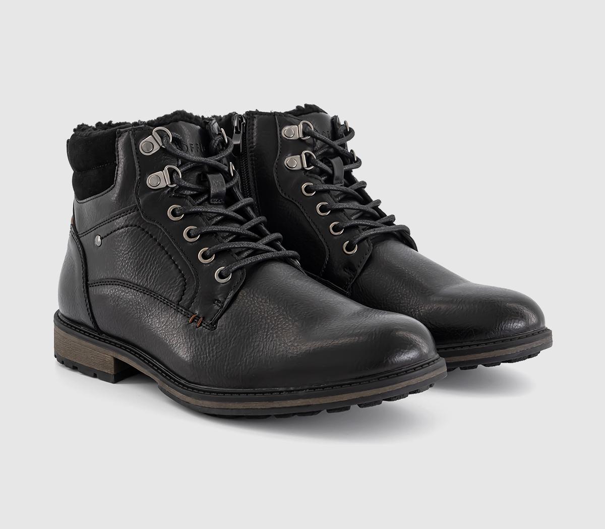 OFFICEBoundary Borg Lined Double Collar Boots OFFICEBoundary Borg Lined Double Collar BootsBlack