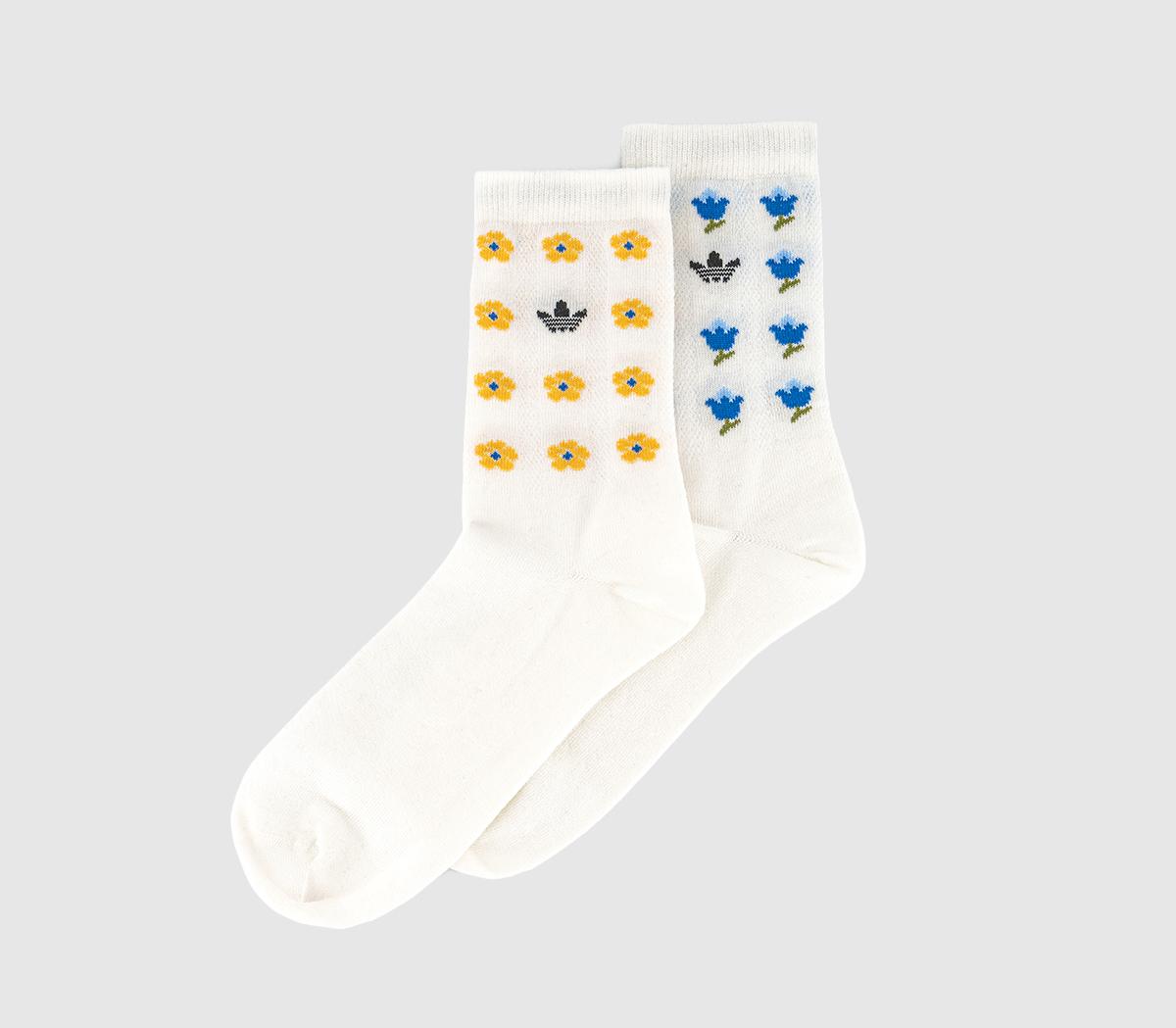 adidasLiberty Socks Crew 2 Pack Offwhite Flower