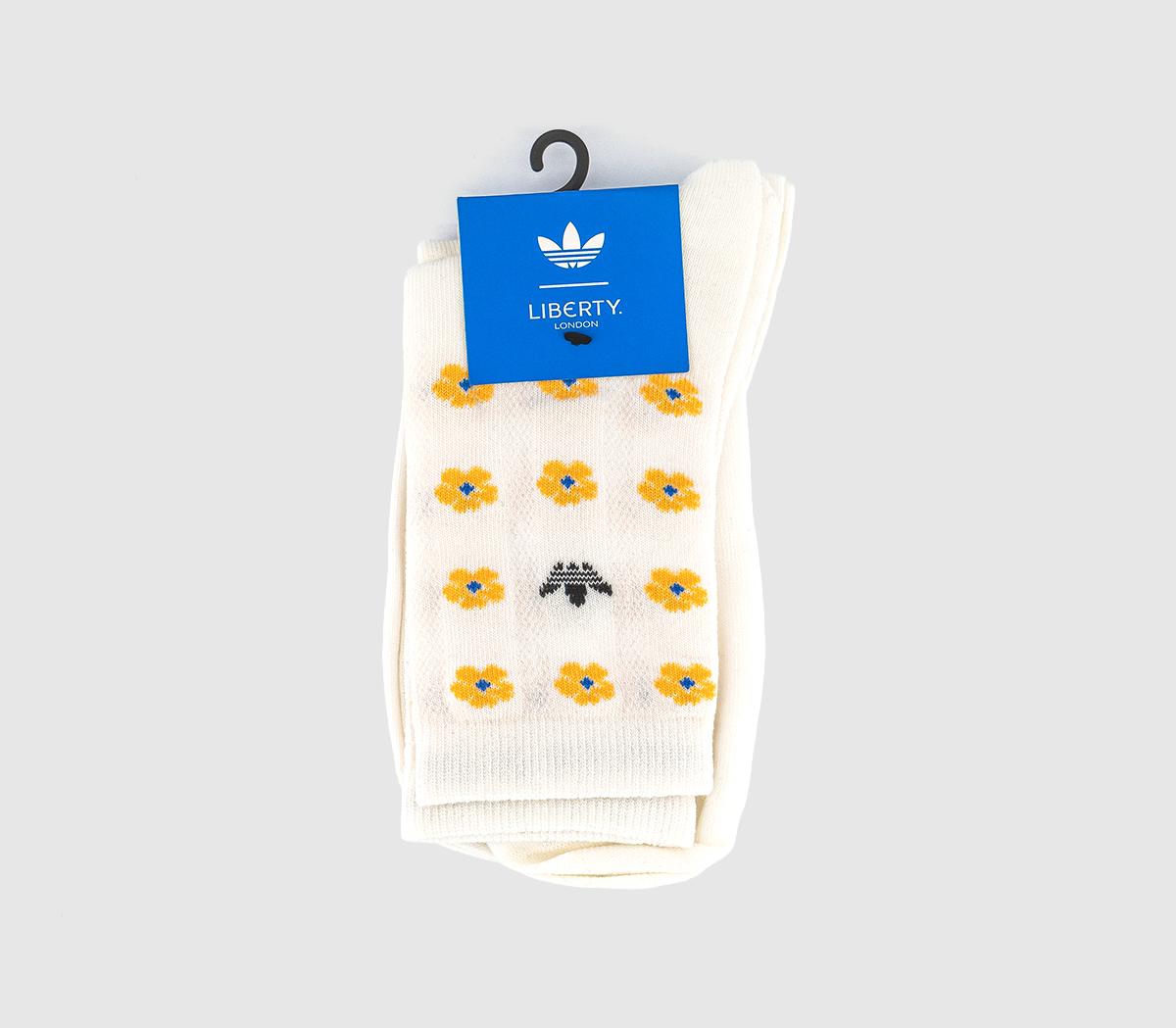 adidasLiberty Socks Crew 2 Pack Offwhite Flower