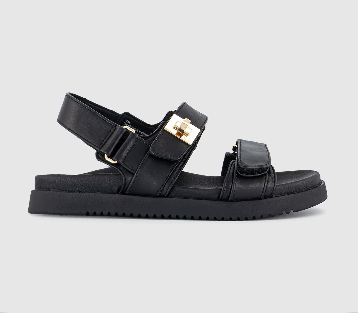 Steve madden black leather sandals deals