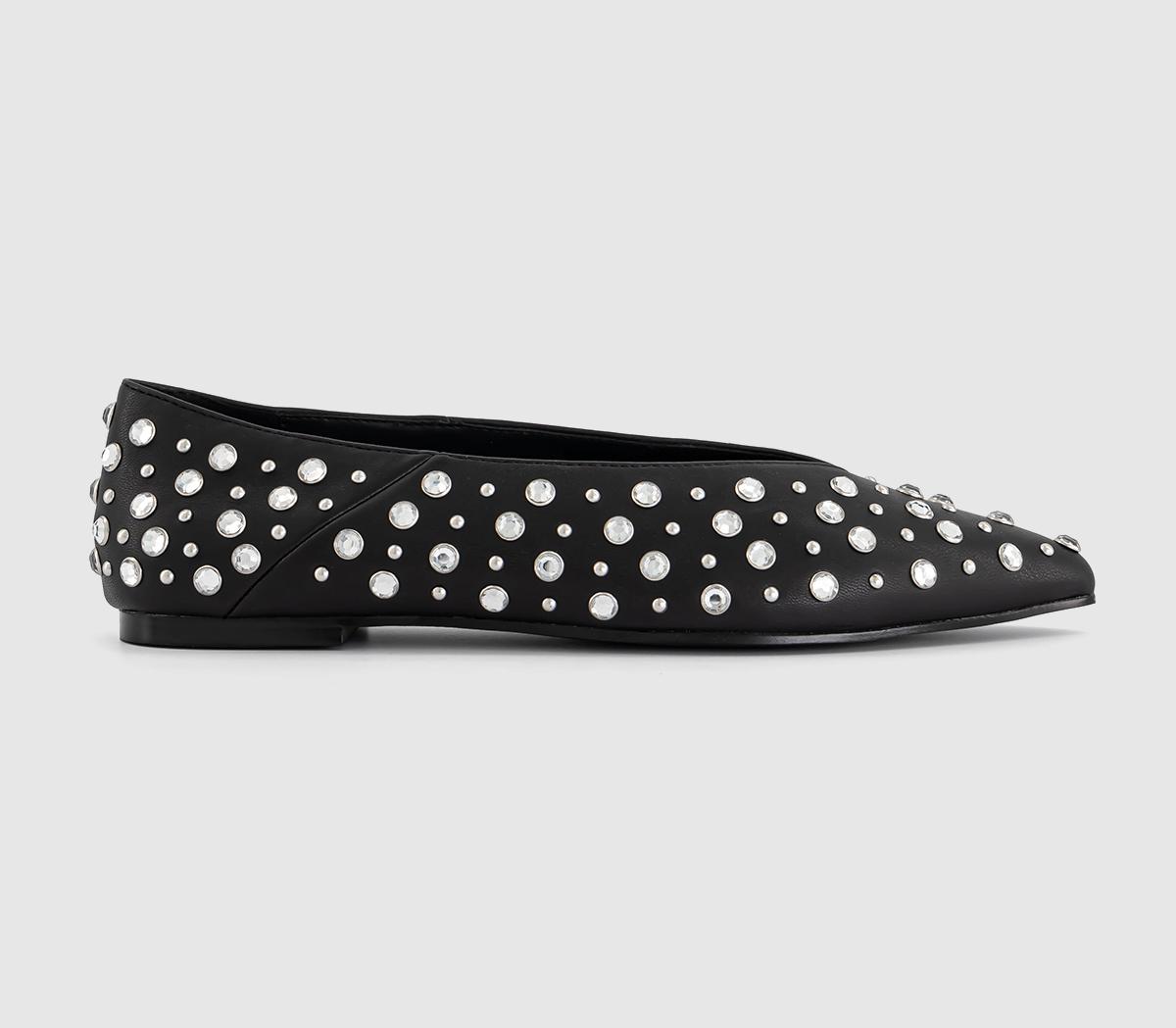 Black flat shoes with rhinestones hotsell