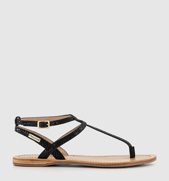 Les Tropeziennes Hamado Toe Thong Sandals Black Snake
