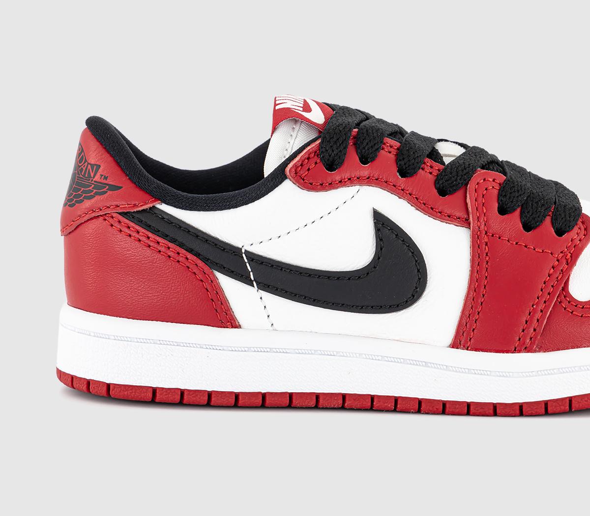 JordanAir Jordan 1 Low OG Preschool TrainersVarsity Red Black Summit White