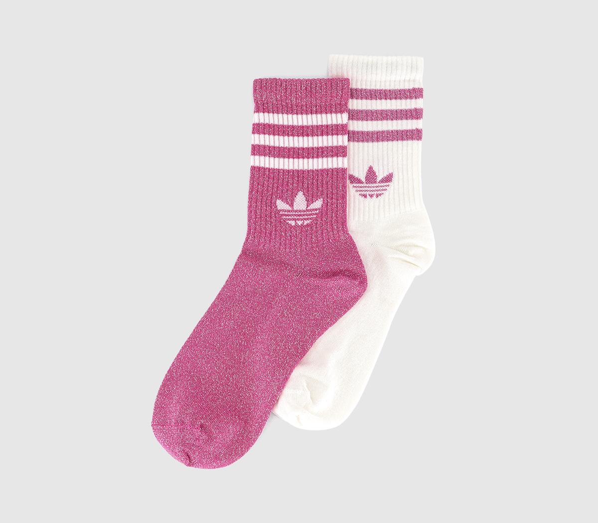 adidasGlitter Crew SocksPink White Glitter