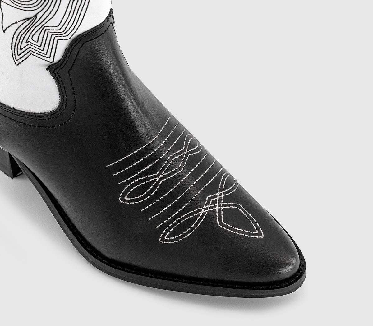 OFFICEKactus Cowboy Western Boots OFFICEKactus Cowboy Western BootsBlack Mix Leather