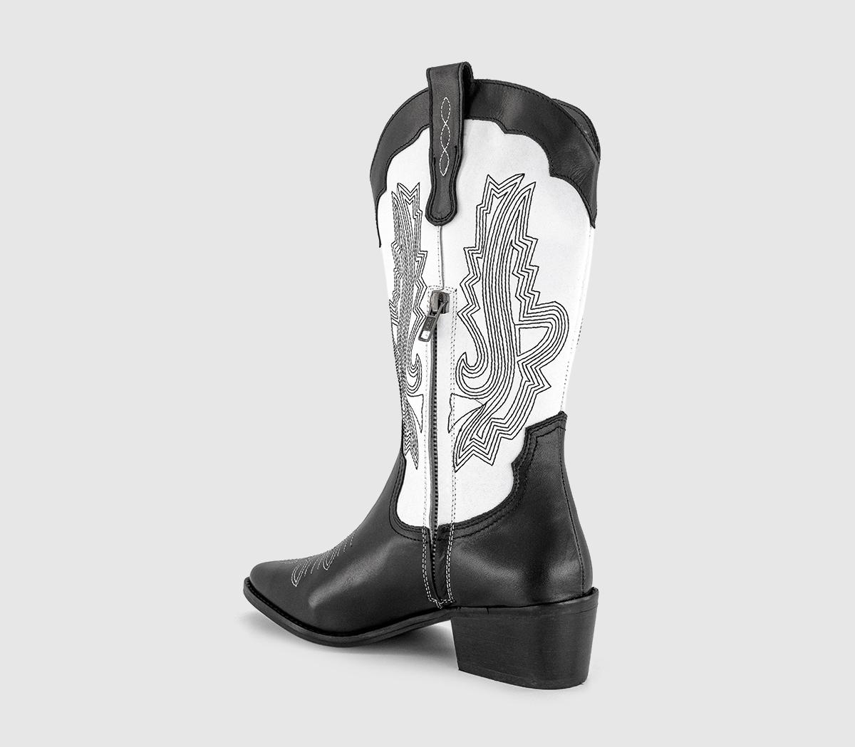 OFFICEKactus Cowboy Western Boots OFFICEKactus Cowboy Western BootsBlack Mix Leather