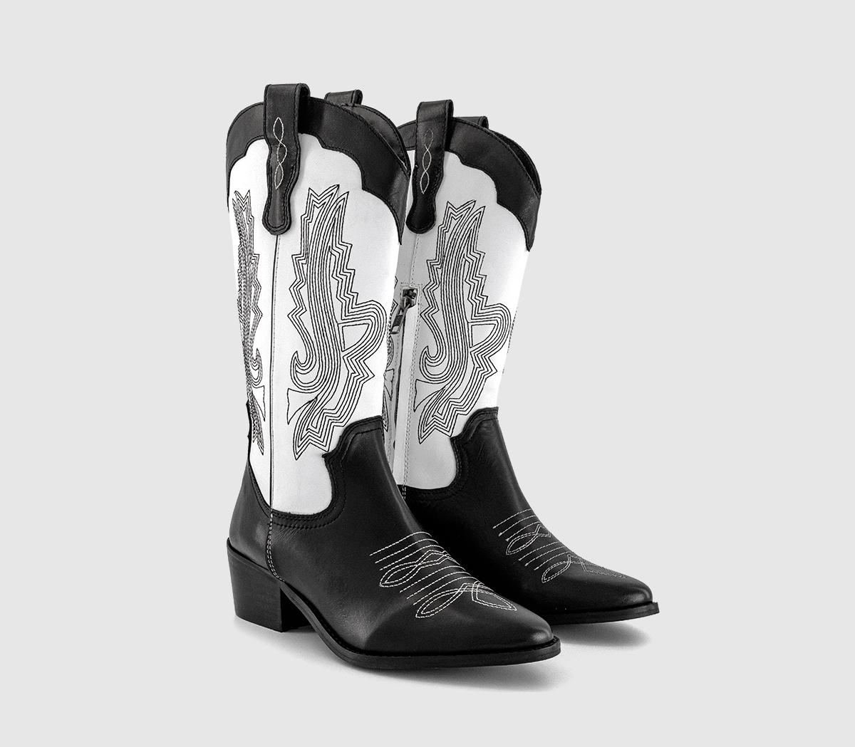OFFICEKactus Cowboy Western Boots OFFICEKactus Cowboy Western BootsBlack Mix Leather