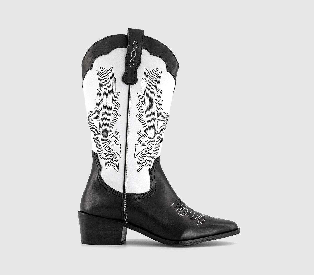 OFFICEKactus Cowboy Western Boots OFFICEKactus Cowboy Western BootsBlack Mix Leather