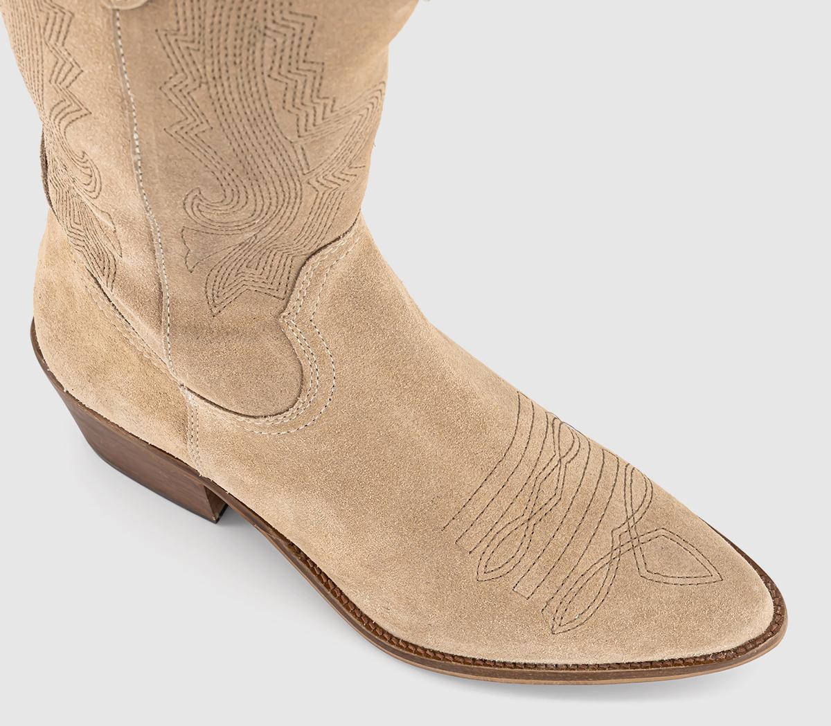 OFFICEKactus Cowboy Western BootsBeige Suede