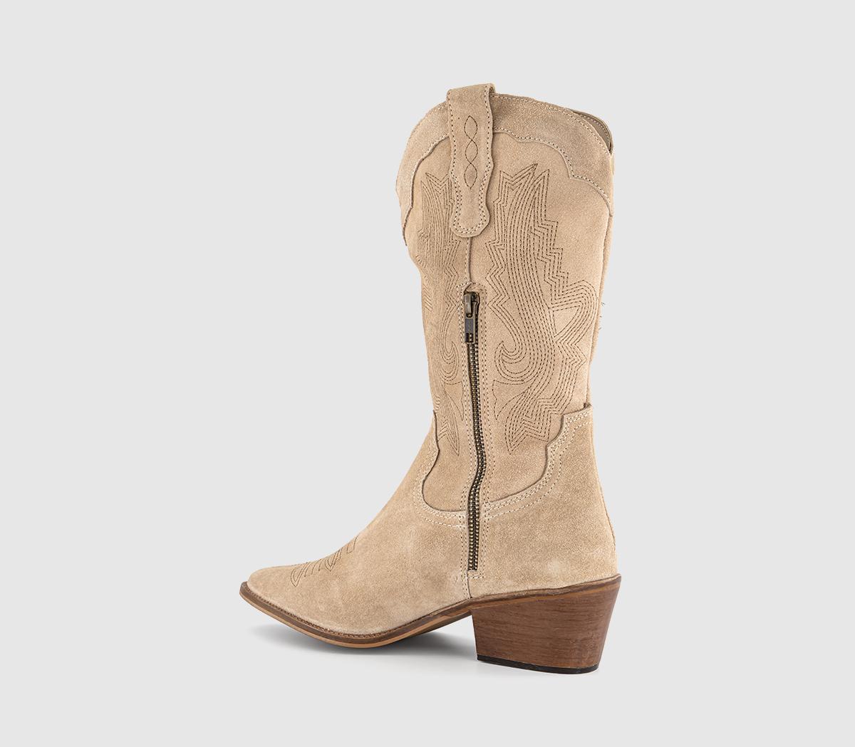 OFFICEKactus Cowboy Western BootsBeige Suede