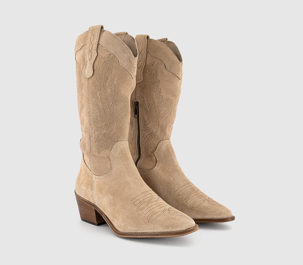 OFFICEKactus Cowboy Western BootsBeige Suede