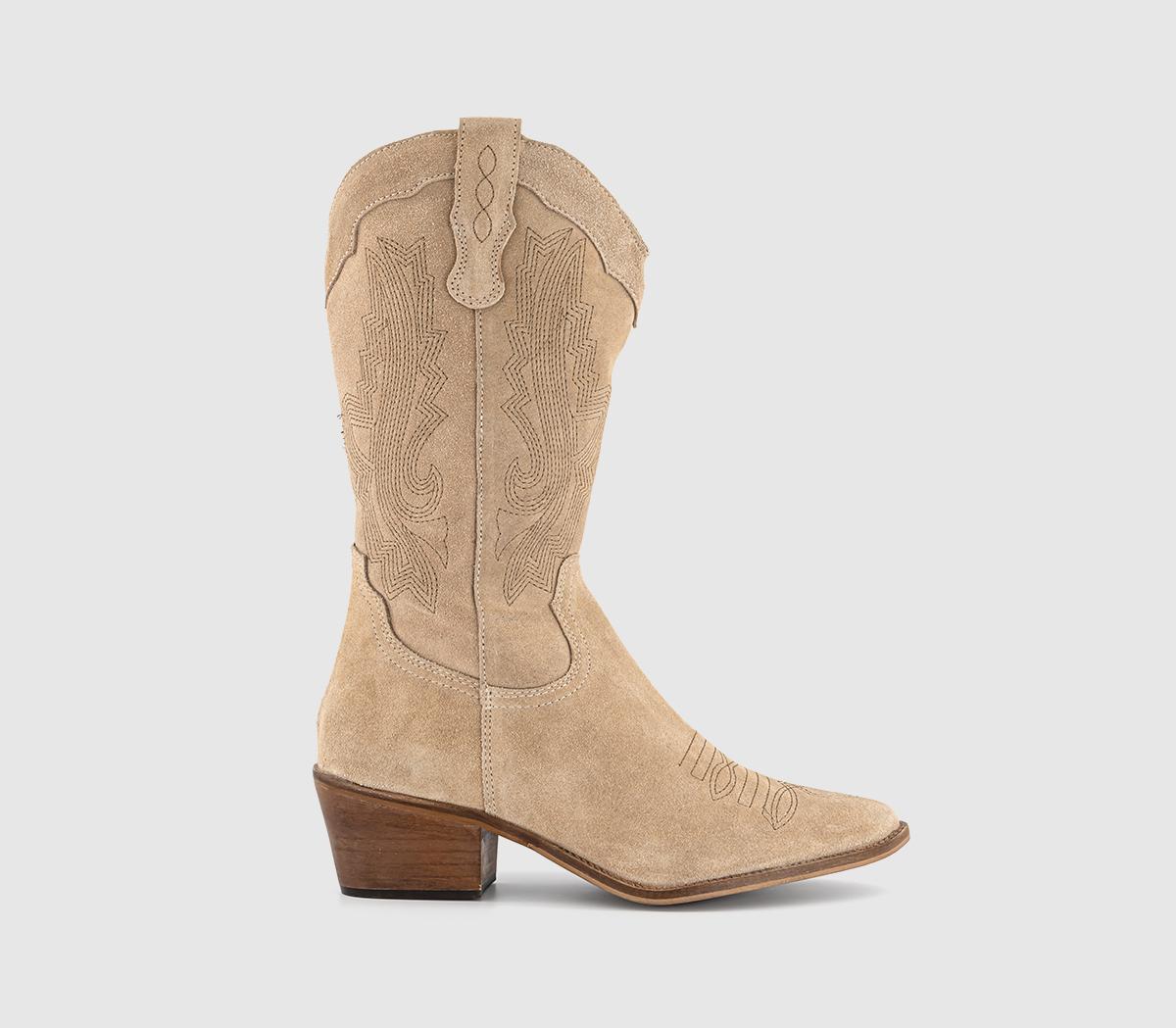 OFFICEKactus Cowboy Western BootsBeige Suede