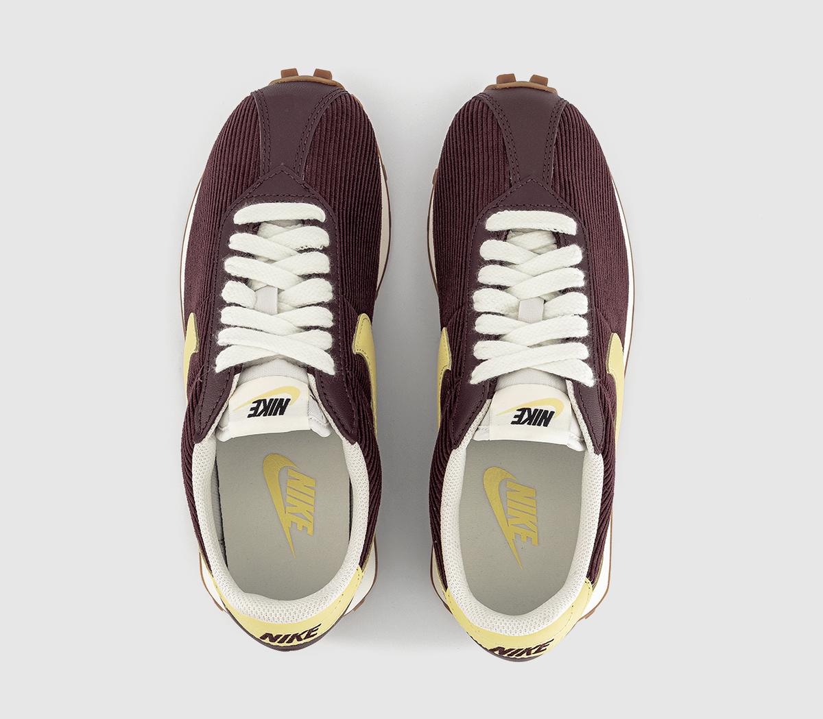 burgundy and yellow nike