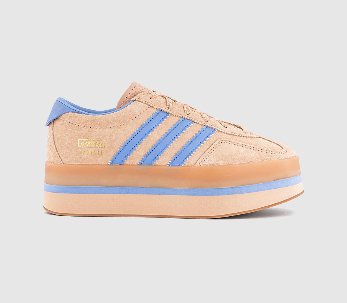 Adidas Gazelle Stack Trainers Halo Blush Spark Gum Blue in Women's Size 7.5, Office Shoes