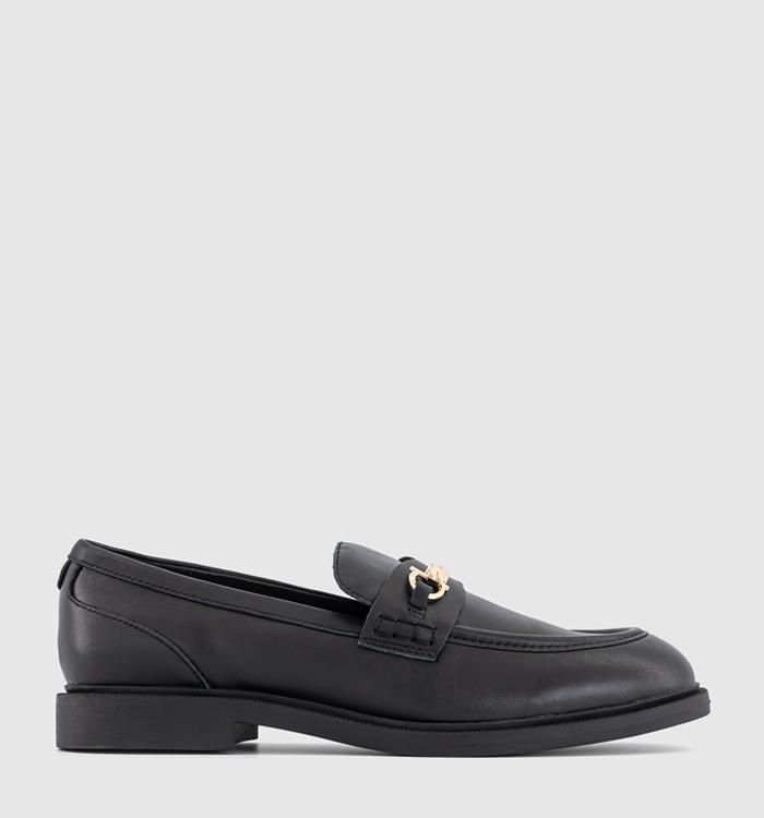 OFFICE Fiery Trim Detail Leather Loafers Black Leather