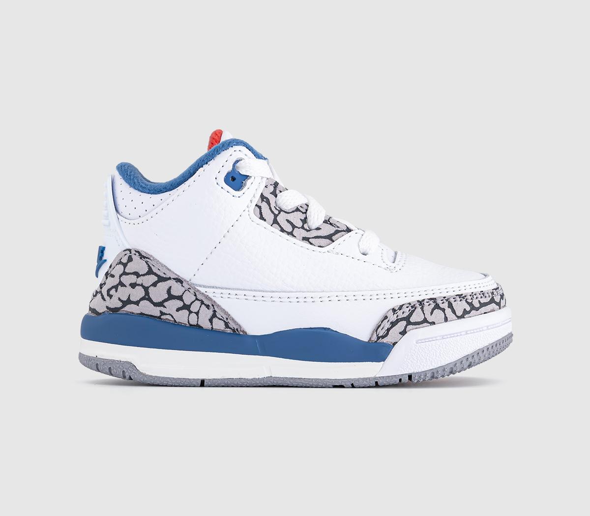 Jordan Air 3 Retro Td Trainers Grey Blue White in Kids  Size 7.5 , Offspring