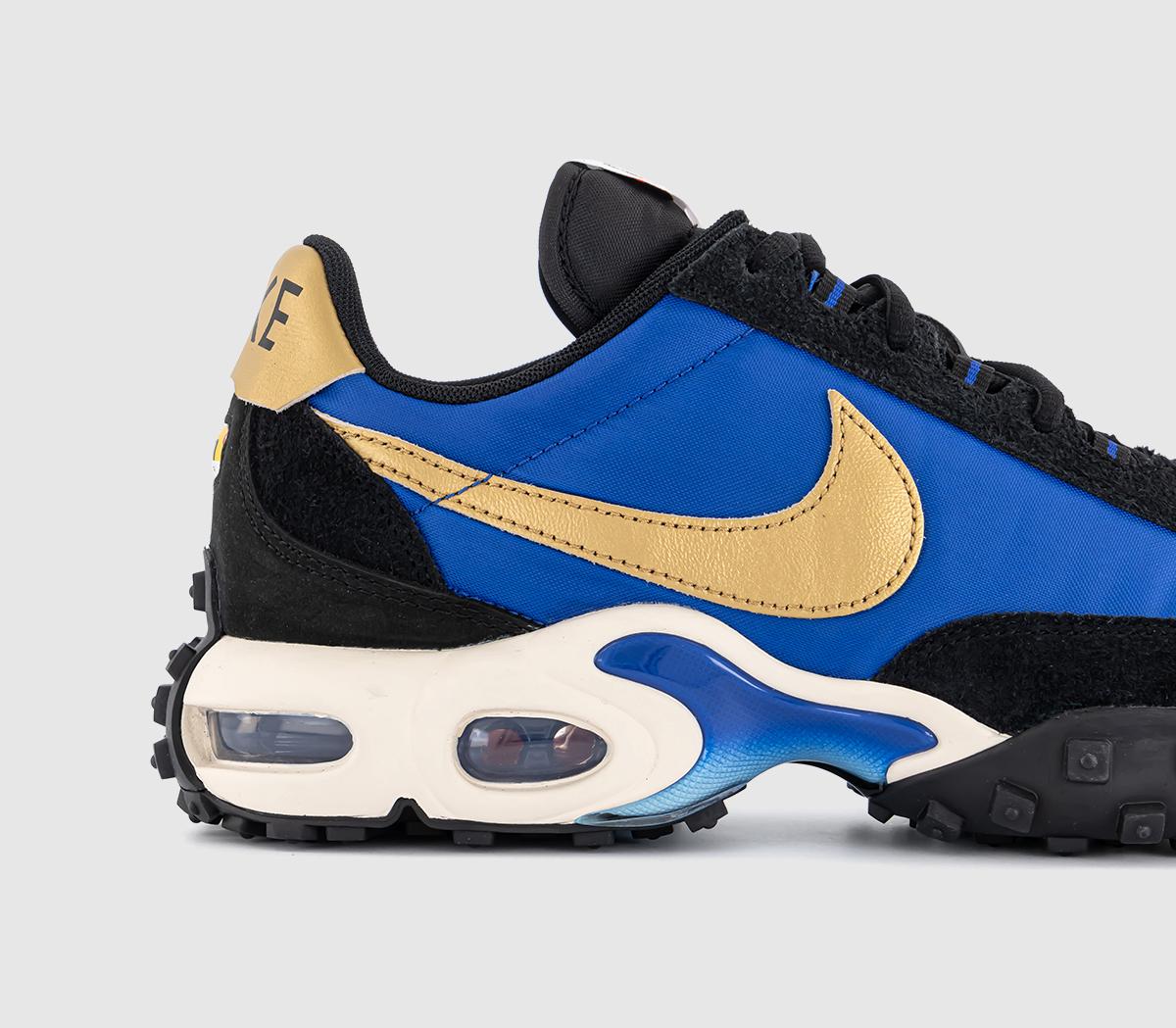 NikeAir Max Waffle TrainersHyper Blue Metallic Gold Black