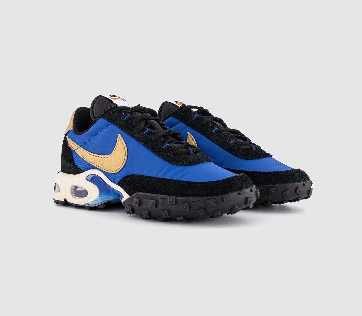 NikeAir Max Waffle TrainersHyper Blue Metallic Gold Black