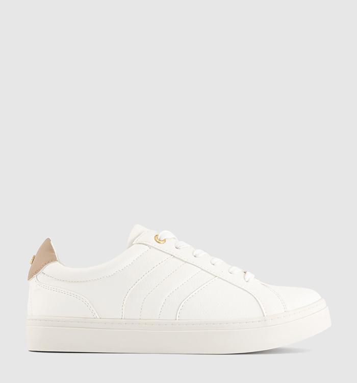 OFFICE Tru Curved Stripe Lace Up Trainers White