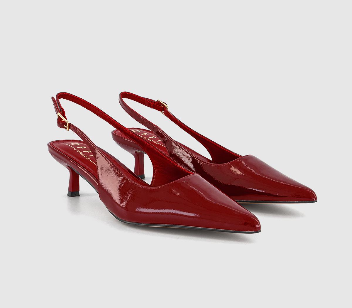 OFFICEMadeira Slingback Kitten HeelsRed Patent