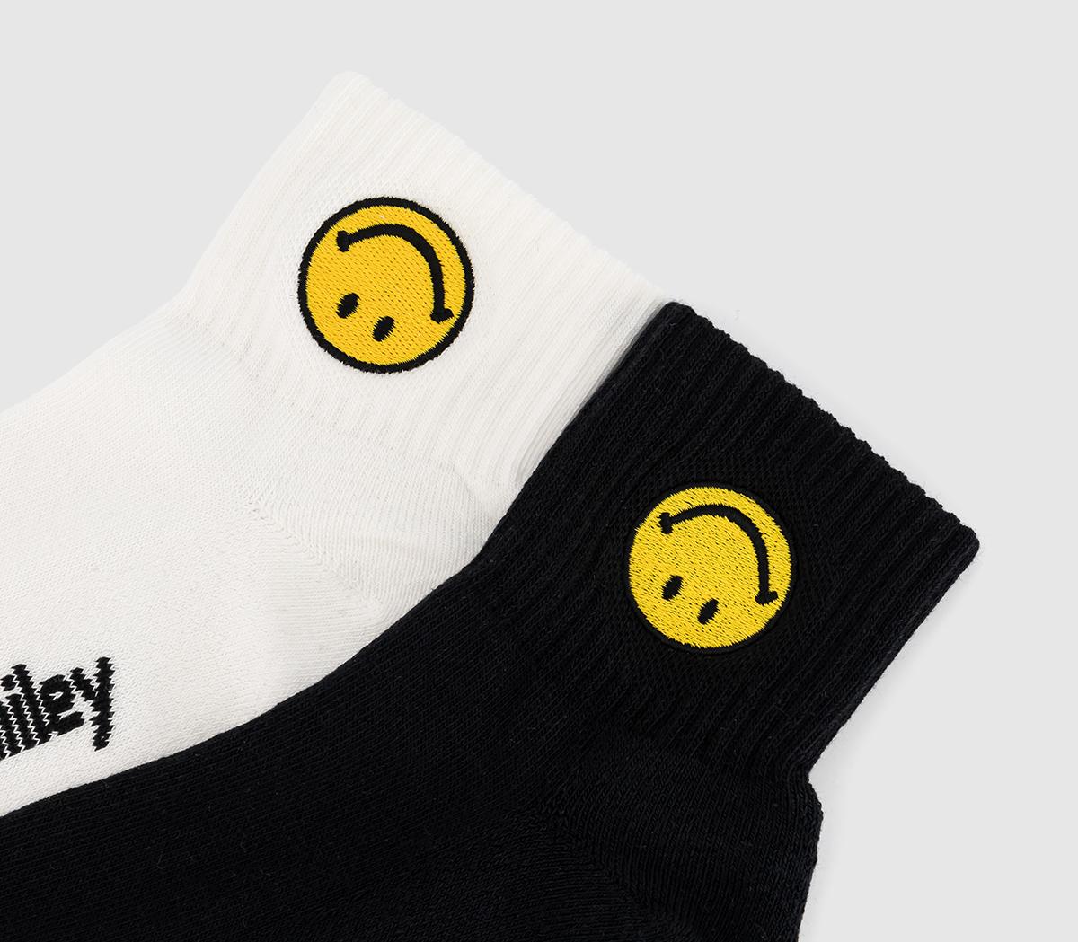 adidasMid Ankle Socks 2-Pack adidasMid Ankle Socks 2-PackWhite Black Smiley