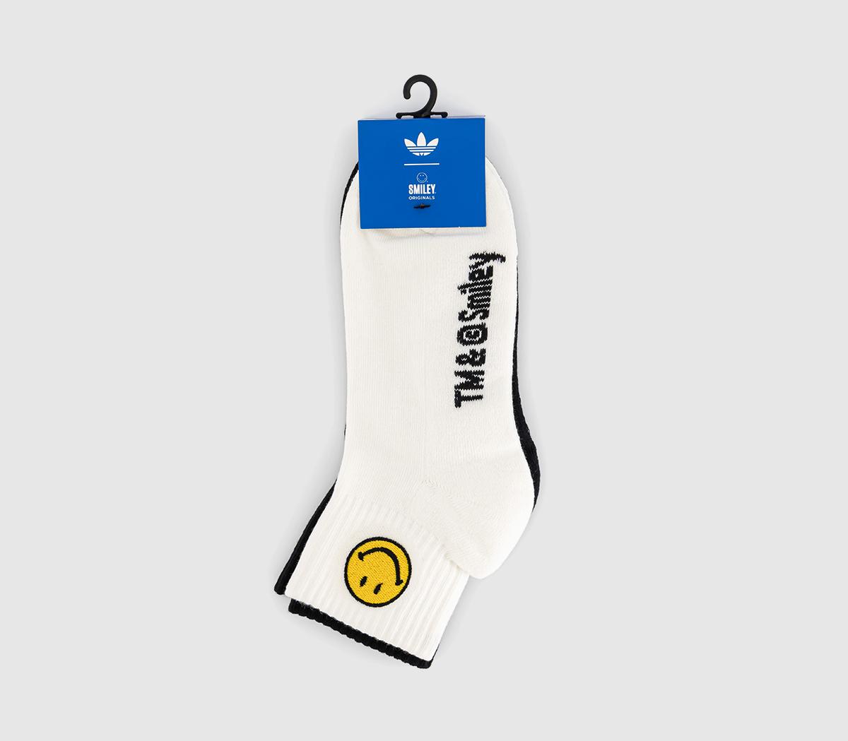 adidasMid Ankle Socks 2-Pack adidasMid Ankle Socks 2-PackWhite Black Smiley