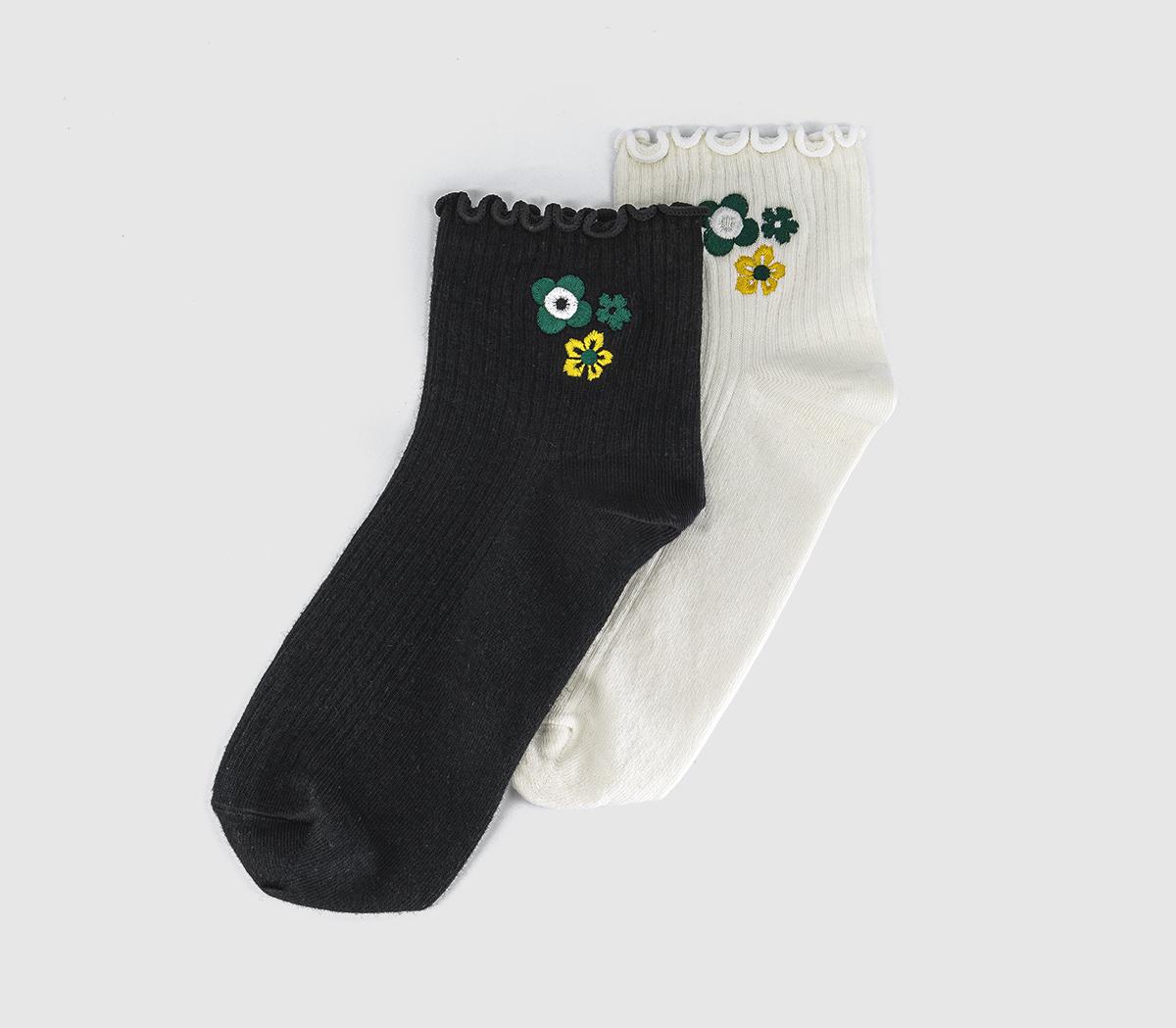 adidasMid Ankle Socks 2pkLiberty Off White Black