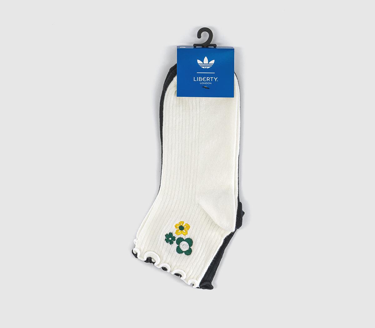 adidasMid Ankle Socks 2pkLiberty Off White Black