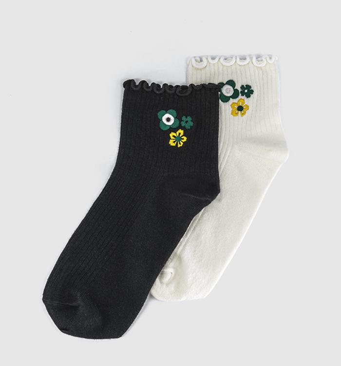 adidas Mid Ankle Socks 2pk Liberty Off White Black