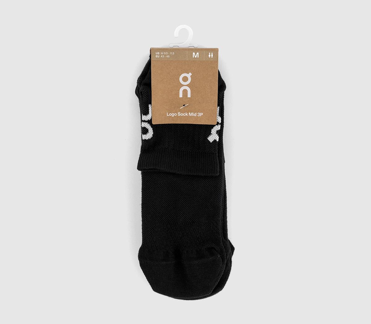 ON Logo Socks Mid 3 Pack ON Logo Socks Mid 3 Pack Black